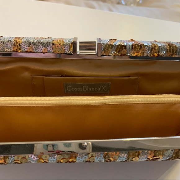 Costa Blanca X Gold and Silver Sequinned Clutch - Picture 9 of 12